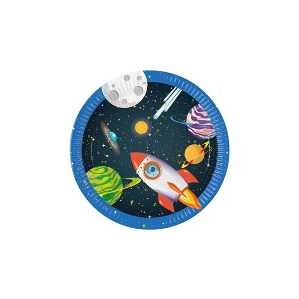 Pahvilautaset - Rocket Space, 8kpl, 23cm