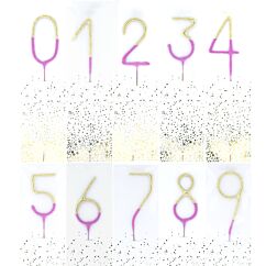 Tähtisädetikku - Numerot, 0-9, kulta/pinkki