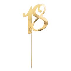 Kultainen kakkukoriste numero 18.