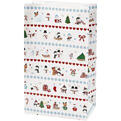 Jouluiset paperipussit joissa suloiset talvieläimet (jääkarhu, pingviini, poro).