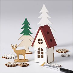  Koottavat puukuviot, talo, puu, kauris