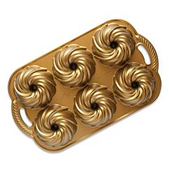 Nordic Ware Kakkuvuoka - Swirl Bundtlette Pan, Kulta