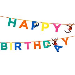 Happy Birthday -banneri viidakon eläimillä.