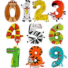 Hauskat eläimenmuotoiset numerofoliopallot! Valitse haluamasi numeron, 0-9.