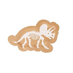 Dinosauruksen muotoiset pahvilautaset luurangon kuvalla. 8 kpl.