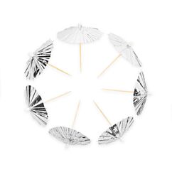 Cocktailtikut - Aurinkovarjot, Metallic Hopea, 10kpl