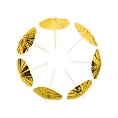 Cocktailtikut - Aurinkovarjot, Metallic Kulta, 10kpl