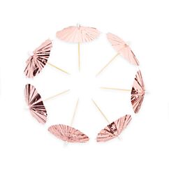 Cocktailtikut - Aurinkovarjot, Metallic Ruusukulta, 10kpl