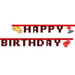 Peliaiheinen Happy Birthday Banneri, Game On