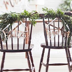 Tuolikoristeet häihin, "Better" ja "together", ruusukulta.