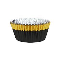 Mustat folioidut PME:n muffinssivuoat kultaisella reunalla, 30 kpl.