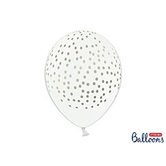 Valkoiset ilmapallot kullanvärisillä pilkuilla, 6 kpl.