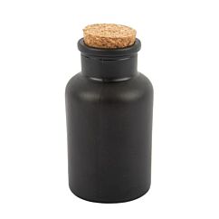Musta lasipullo korkilla,11,5x5,7cm, 125ml
