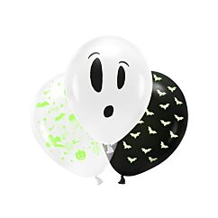 Pimeässä hohtavat ilmapallot Halloween-juhliin, 3 kpl.