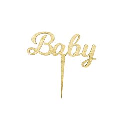 Puinen kakkukoriste - Baby, Kulta