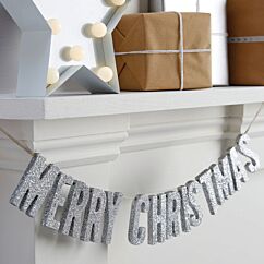 Joulukoriste Merry Christmas Banneri, Hopea-Glitter