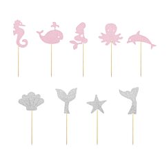 Glitter Cocktailtikut Merenneito, 9kpl