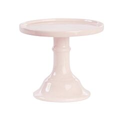 Vaaleanpunainen pieni jalallinen kakkuvati 15,5 x 14 cm. 