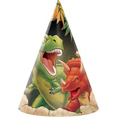 Dinosaurus juhlahatut kuminauhalla.
