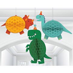 Suloiset ripustettavat dinokoristeet hunajakennolla, 3 kpl.