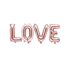 Ruusukultaiset foliopallokirjaimet "LOVE".