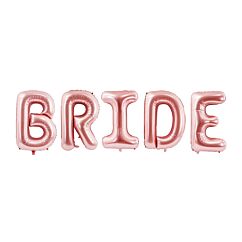 Isot ruusukultaiset foliopallokirjaimet, BRIDE.