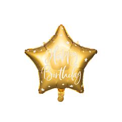 Foliopallo - Tähti - Happy Birthday, Kulta, 40cm