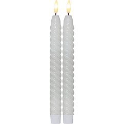 Flamme Swirl LED-Antiikkikynttilä - Valkoinen, 2kpl 