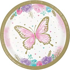 Pahvilautaset - Lentävät perhoset, 17,4 cm, 8kpl