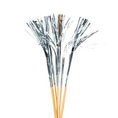 Pitkät koristetikut - Metallic Hopea, 10kpl