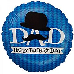 Pyöreä sininen foliopallo, jossa teksti "Happy Father's Day!" Koko 46 cm.