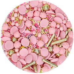FunCakes Sprinkle Medley Glamour Pink - Vaaleanpunainen/kultainen syötävä koristerae.