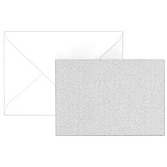 Glitterkorttipohja 2-osainen - Hopea + kuori, 5kpl