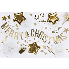 Kultainen joulu-koristebanneri "Merry Christmas".