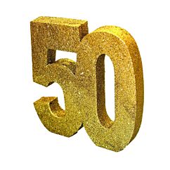 Upea kulta-glitteri pöytäkoriste numero 50.