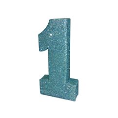 Upea vaaleansininen-glitteri pöytäkoriste numero 1.