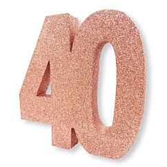 Upea ruusukulta-glitteri pöytäkoriste numero 40.