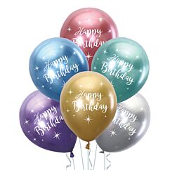 Ilmapallokimppu - Happy Birthday, Chrome, 6kpl