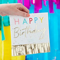 Happy Birthday lautasliinat kultaisilla hapsuilla, 16 kpl