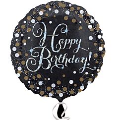Foliopallo - Happy Birthday, Holografinen, 45cm