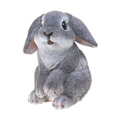 Koriste-esine - Istuva Pupu, Harmaa, 9cm