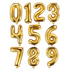 Kullanväriset numerofoliopallot 0-9, koko 35 cm.