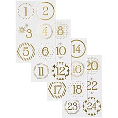 Joulukalenteritarrat -Kulta-valkoiset 1-24