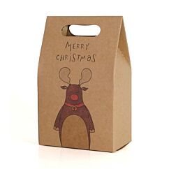 Poro-lahjapussi tekstillä "Merry Christmas".