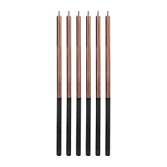 Tyylikkäät ruusukullan- ja mustanväriset pitkät kakkukynttilät, 6 kpl.