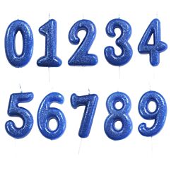 Numerokakkukynttilä, Sininen Glitter