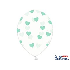 Kirkkaat ilmapallot mintunvärisillä sydämillä - 30cm, 6kpl