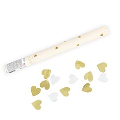 Konfettiputki - Valkoiset ja kultaiset sydämet