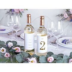 Tarra-pöytänumerot joita kiinnitetään pulloihin, 1-15.