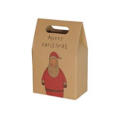 Joulupukki lahjapussi tekstillä "Merry Christmas".